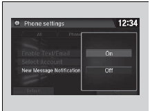 To turn on or off the text/e-mail notice