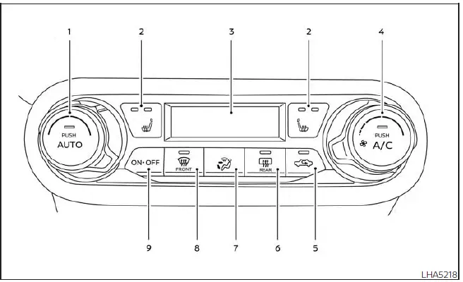 Nissan Kicks automatic heater and air conditioner Type A control panel