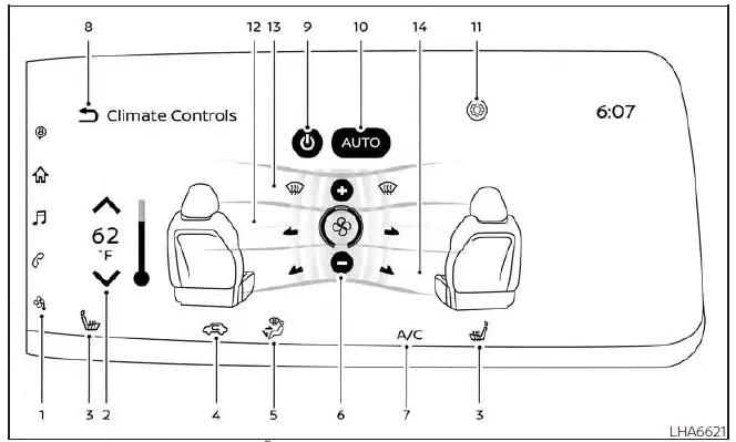 Nissan Kicks Type B climate control display screen