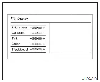 Nissan Kicks RearView Monitor Type B display settings screen