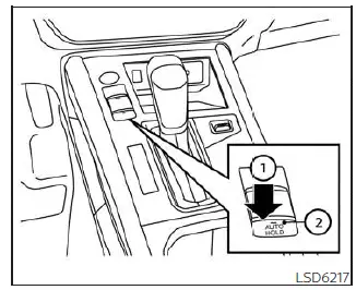 Nissan Kicks automatic brake hold switch and indicator light