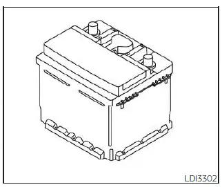 Nissan Kicks maintenance-free battery warning label