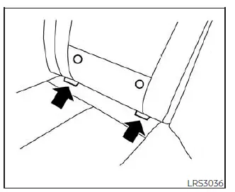 Nissan Kicks LATCH lower anchor location indicators