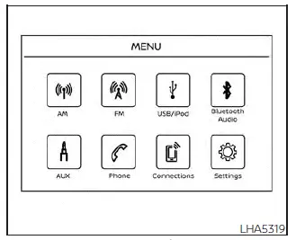 Nissan Kicks settings menu screen