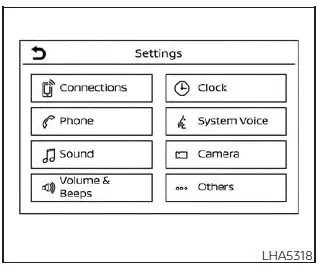 Nissan Kicks touch-screen settings options