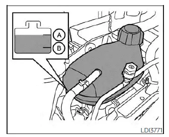 Nissan Kicks engine coolant reservoir MAX and MIN level inspection
