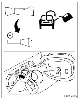 Nissan Kicks fuel funnel for portable fuel container refueling