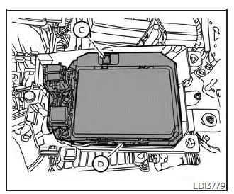 Nissan Kicks engine compartment fuse box cover removal