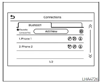 Nissan Kicks Bluetooth phone pairing screen