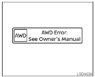 Nissan Kicks AWD Error warning message in vehicle information display