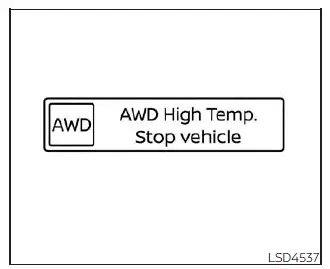 Nissan Kicks AWD High Temperature Stop Vehicle warning display