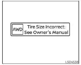 Nissan Kicks Tire Size Incorrect AWD warning message