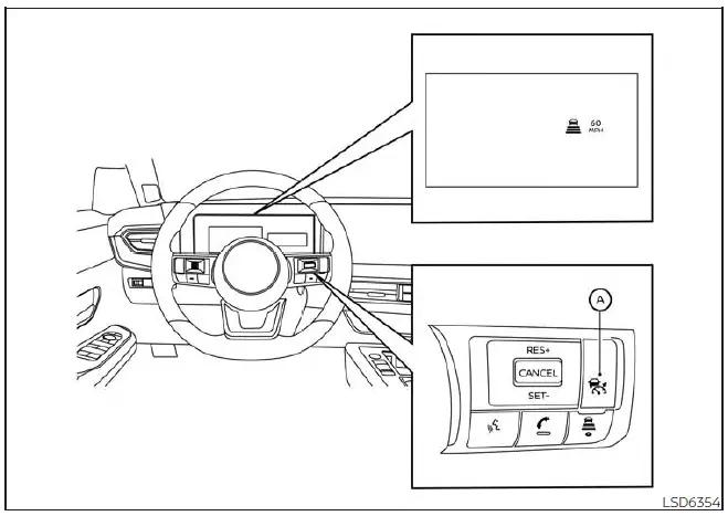 Nissan Kicks Intelligent Cruise Control ICC switch on steering wheel