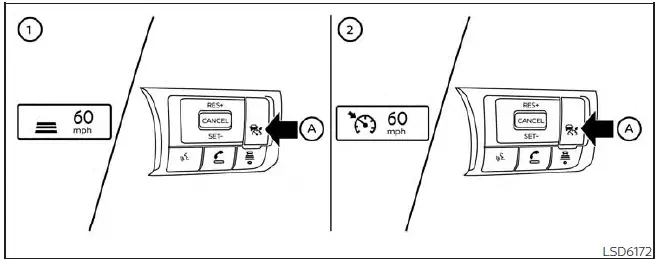 Nissan Kicks Intelligent Cruise Control mode selection display