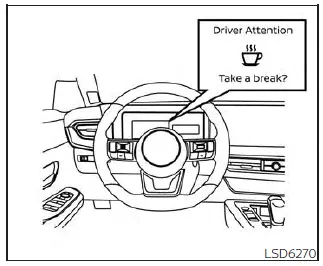 Nissan Kicks Intelligent Driver Alertness warning display on 7 inch instrument screen