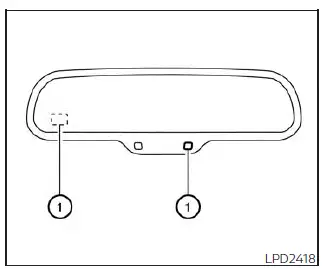 Nissan Kicks automatic anti-glare rearview mirror sensor locations