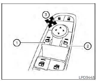 Nissan Kicks power outside mirror adjustment controls