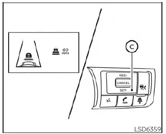 Nissan Kicks ICC SET switch operation for setting cruise speed