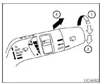 Nissan Kicks rear window wiper and washer switch operation