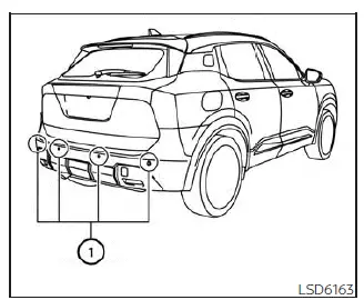 Nissan Kicks rear parking sensors location for Rear Automatic Braking system