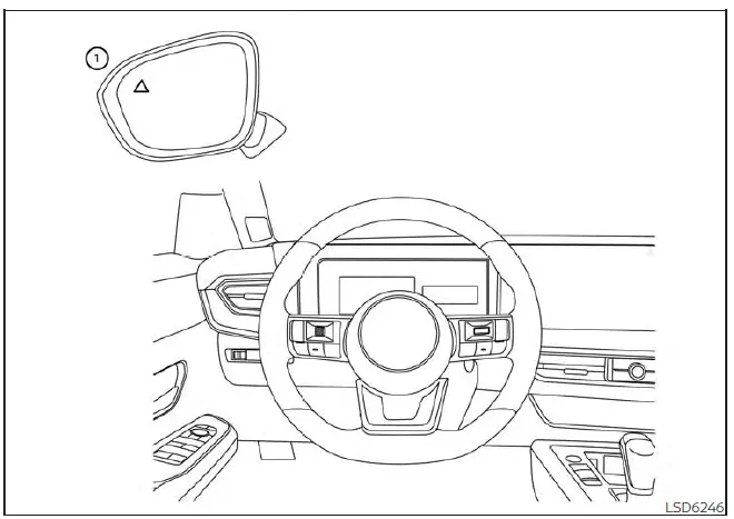 Nissan Kicks Rear Cross Traffic Alert indicator on 7 inch display