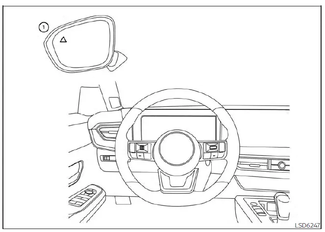 Nissan Kicks Rear Cross Traffic Alert warning on 12.3 inch display