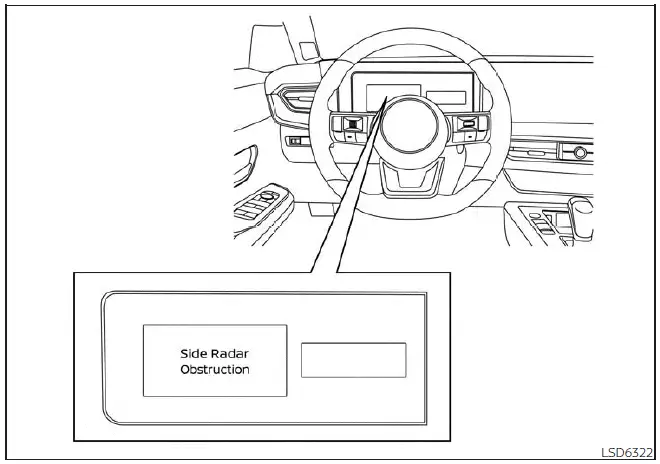Nissan Kicks Side Radar Obstruction warning on 7 inch display