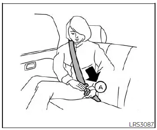 Nissan Kicks three-point seat belt tongue inserted into buckle