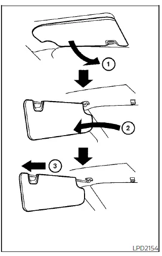 Nissan Kicks sun visor and visor extension