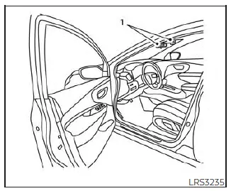 Nissan Kicks SRS air bag warning labels located on sun visors