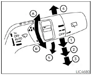 Nissan Kicks Type B windshield wiper and washer control switch
