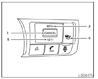 Nissan Kicks conventional cruise control switch layout on steering wheel