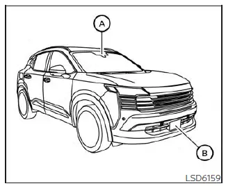 Nissan Kicks radar sensor and windshield camera locations for AEB system
