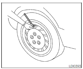 Nissan Kicks tire pressure gauge usage illustration
