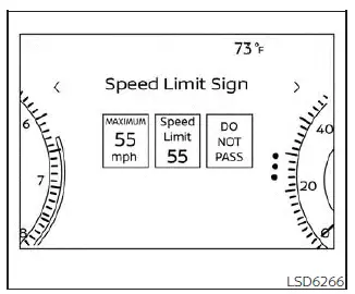 Nissan Kicks TSR speed limit sign display in vehicle information screen