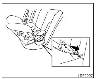 Nissan Kicks rear-facing child restraint webbing-mounted LATCH attachment installation step 2