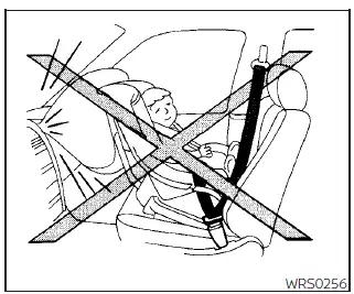 Nissan Kicks rear-facing child restraint seat belt installation step 1