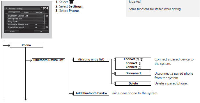 Phone settings screen