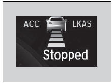 A vehicle detected ahead is within ACC with LSF range and slows to a stop