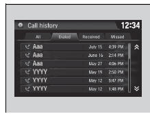 To make a call using the Call History
